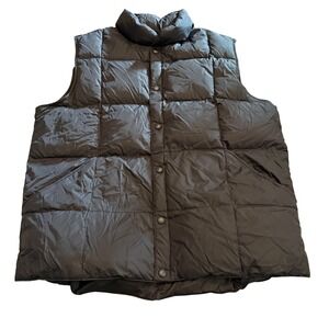 Lands End Quilted Down Puffer Vest Full Zip Black Warm Outerwear Gorpcore Mens L